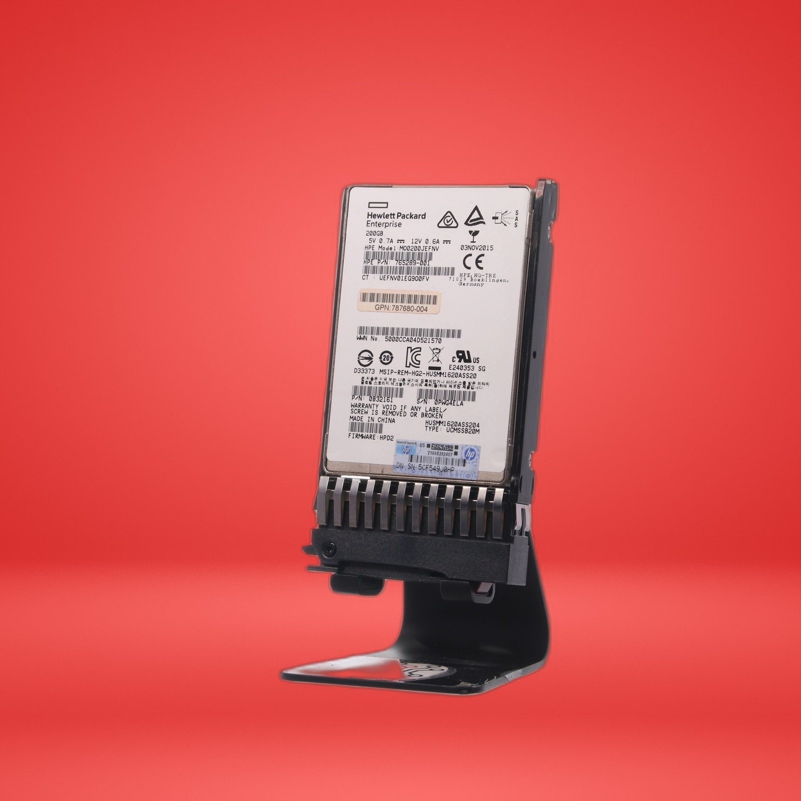 HP 200GB SAS12 2.5" SSD 779164-B21 780430-001 MO0200JEFNV in HPe Tray White - Image 2