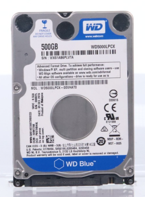 Lot of 2 Western Digital WD Blue 2.5" SATA 500GB Hard Drive 5400RPM WD5000LPCX