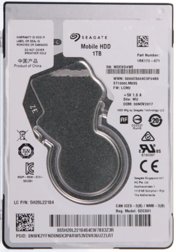 Seagate ST1000LM035 5400RPM 1TB SATA 6.0GB/s 128MB Mobile Hard Drives 2.5"