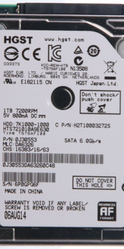 HGST 1TB 7200RPM 2.5" SATA Laptop Hard Drive HTS721010A9E630