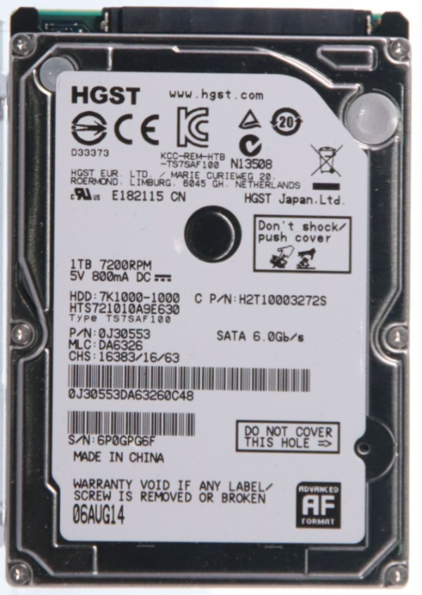 HGST 1TB 7200RPM 2.5" SATA Laptop Hard Drive HTS721010A9E630