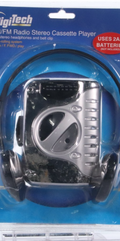 DigiTech AM/FM Silver Radio Stereo Cassette Player, Headphone Jack, 755223