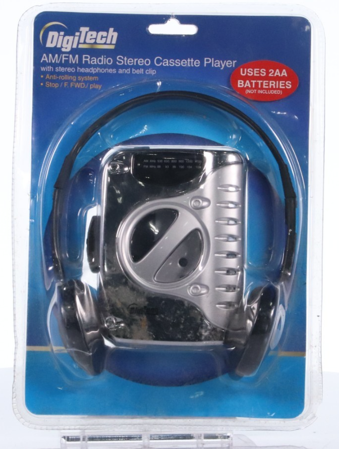 DigiTech AM/FM Silver Radio Stereo Cassette Player, Headphone Jack, 755223