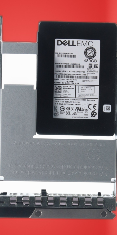 Dell EMC 480GB SATA 6Gb/s SSD MTFDDAK480TDN KCT7J W/ 3.5" Tray