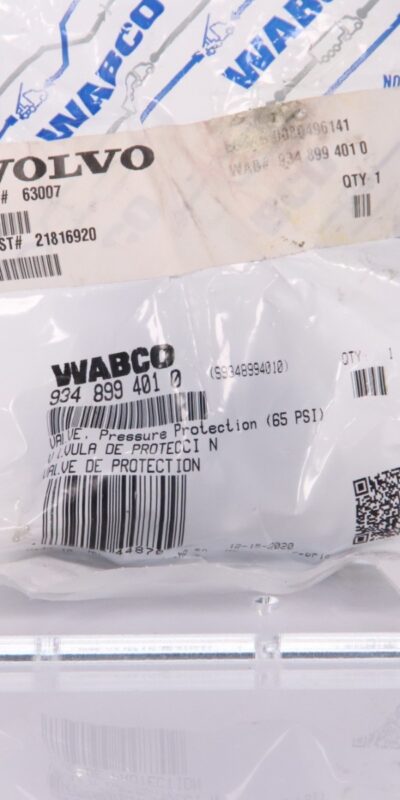 New Genuine Volvo WABCO 21816920 9348994010 Air Pressure Protection Valve 65 PSI