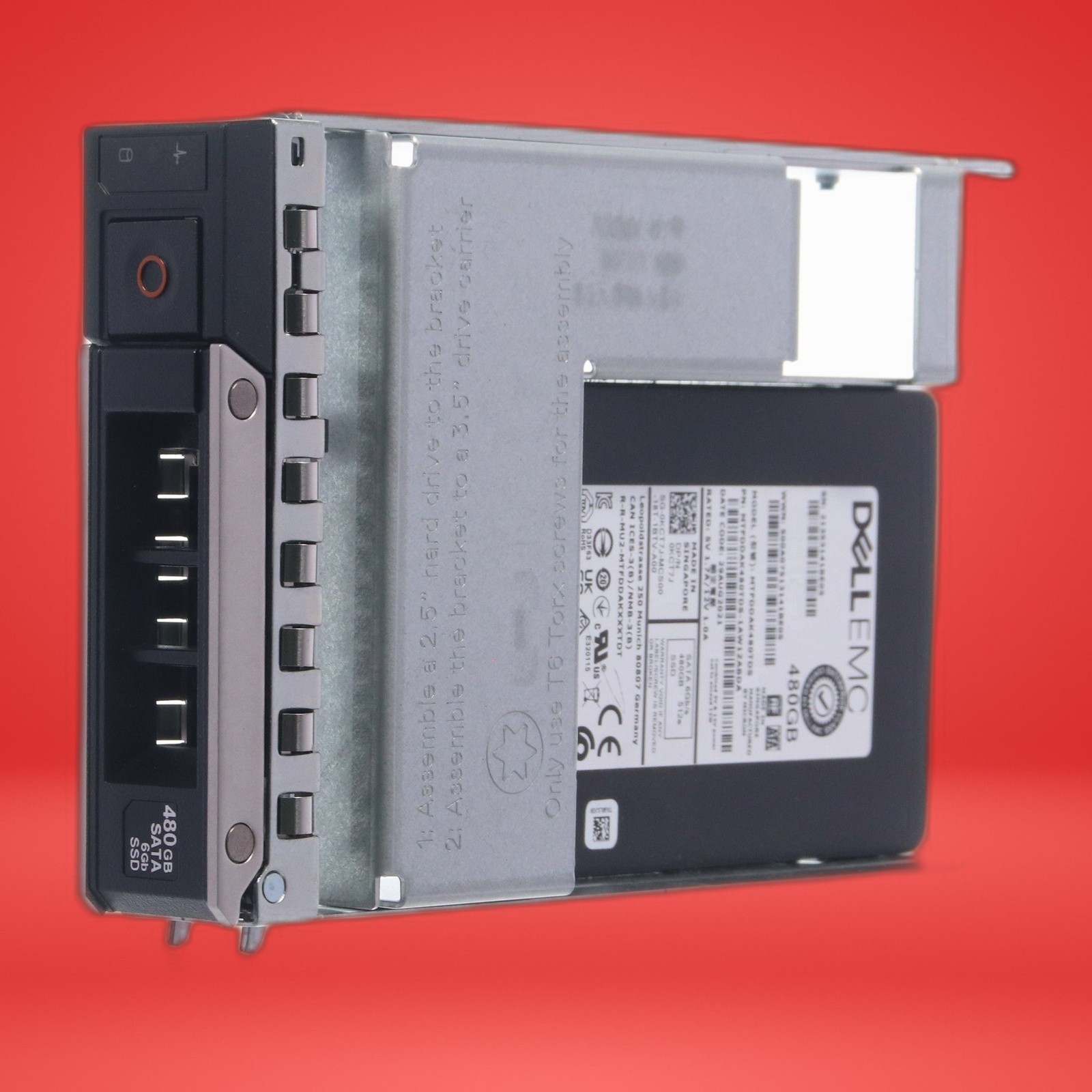 Dell EMC 480GB SATA 6Gb/s SSD MTFDDAK480TDN KCT7J W/ 3.5" Tray - Image 11