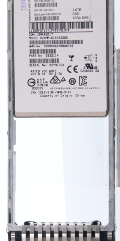 IBM 1.6TB 2.5" SAS SSD 12Gb/s HUSMM1616ASS200 PN: 0B32114