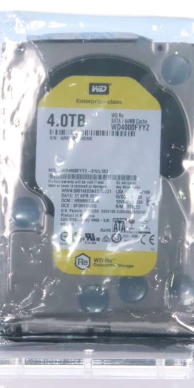 Western Digital RE WD4000FYYZ 4TB 7200 RPM 64MB Cache SATA 6Gb/s 3.5" Hard Drive