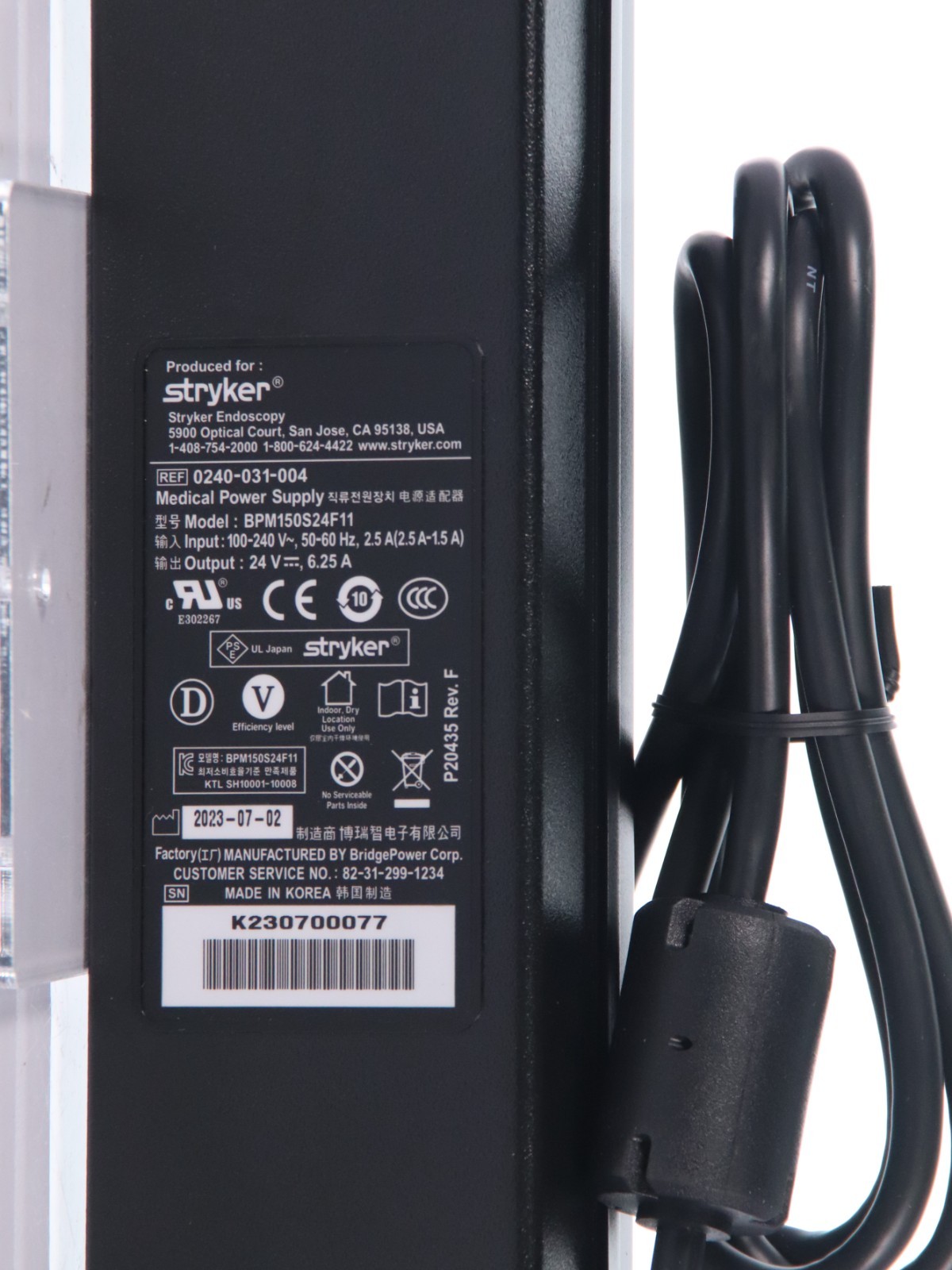 Stryker 0240-031-004, Medical Power Supply, Model BPM150S24F11 - Image 13