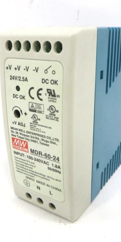 LOT OF 7 MEAN WELL MDR-60-24 Power Supply 24 VDC 2.5A